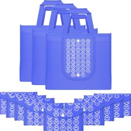 Pack of 12 Smile Print Foldable Grocery/Shopping Bags For Women | Dark Blue Pack of 12 Grocery Bags-image-84
