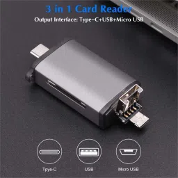 Gabbar ®USB Type C, USB 3.0 & Micro USB OTG Memory Card Reader Adapter Portable Card Reader-45
