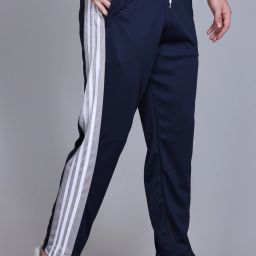 Men Striped Blue Track Pants-image-78