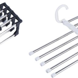 5 in 1 Foldable Adjustable SS & Polypropylene Hanger for Jeans Dress Steel Trousers Pack of 2 Hangers For Trousers-image-26