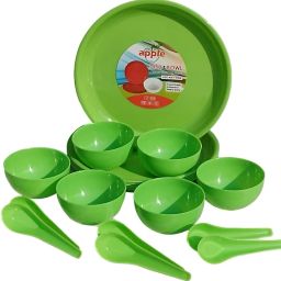 Dinner Set 18 Pieces with Serving Bowls 6 Dinner Plates, 6 Katoris ,6 Spoon Tray-16