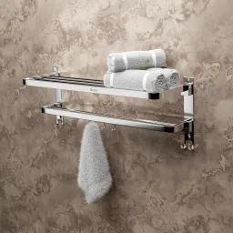 Dual Folding Towel Rack, 24 Inches| Premium Stainless Steel Bathroom Accessories Silver Towel Holder-image-86