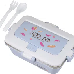 Stylish BPA Free Leak Proof Stainless Steel Single Compartment Blue Lunchbox with Separate Cutlery Compartment, for Adults & Kids 1 Containers Lunch Box-2