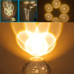shopogenix 3D Crystal Ball Lamp | Night Light with Wooden Base | Moon Landing Style Table Lamp image 2