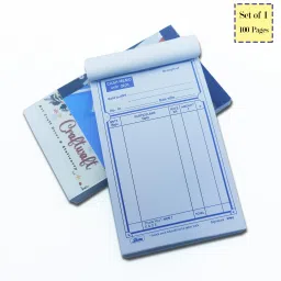 Pack of 1 Blank Plain Printed Shila Plain Cash Memo, Bill Memo, Credit Memo, Estimate Memo 100 Sheets 1Pcs 2-Part serial number,Perforated 100 Printed+100 Plain Leaves for Shop,Institute,Office-13