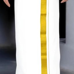 TUNI MANI 3.8meter / 2" Big Gold Zari Double Dhoti Solid Men Dhoti-image-80