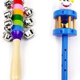 Colorful Wooden Rainbow Rattle Toys (1 Cage Rattle & 1 Bell Rattle) Rattle-image-26