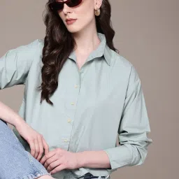 Women Oversized Fit Solid Casual Shirt-image-48