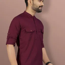 Men Self Design Polyester Straight Kurta-image-8