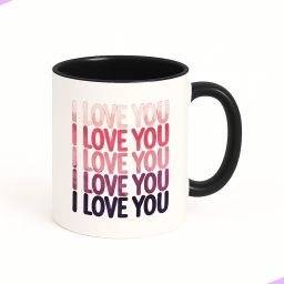 love you design, romantic gift for girlfriend, wife, boyfriend (Black) Ceramic Coffee Mug-image-91