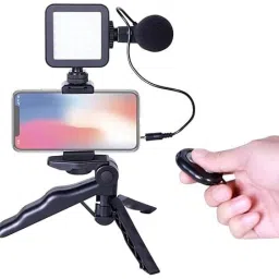 AJFuture Vlogging Kit for Video Making with Bluetooth Remote, Mic, Mini Tripod Stand Monopod Kit-28