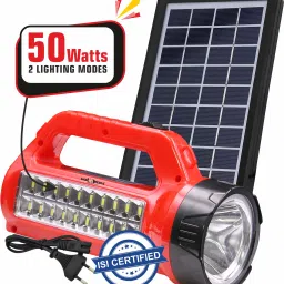 Bright LED Rechargeable Flashlight 50W + 20 SMD Side Handheld with Eco Friendly Solar Panel (3W+9V)Color As Per Availability 6 hrs Torch Emergency Light-picture-23