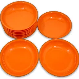 Plastic Round Small Snacks Plates-(Orange)-Unique Plates For Snacks-Nasta Plates Quarter Plate-image-81