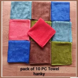 LYSOO (Pack of 10) Soft Cotton Towel Set Super Soft & Absorbent for Daily Use ["Multicolor"] Handkerchief-picture-18