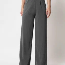 kotty Women Regular Fit Grey Cotton Blend Trousers-picture-39