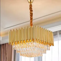 Crystal Gold polish metal Square shaped 600mm chandelier hanging Chandelier Ceiling Lamp-picture-3