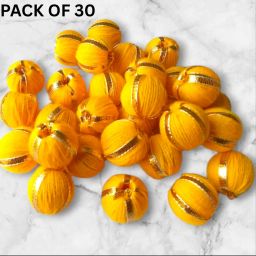 30pcs Yellow Woolen Gota Balls for DIY Crafts, Diwali, Pooja & Home Decoration-image-70