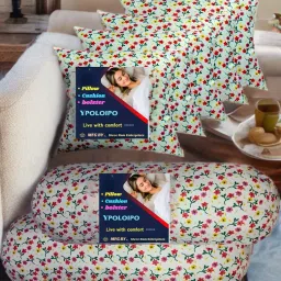 5 Cushion And 2 Microfibre Solid Bolster Pack of 7-image-70