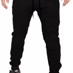 Men Solid Black Track Pants-image-0
