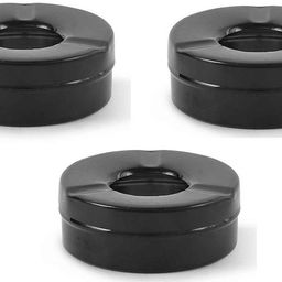 Stainless Steel Black Matt Lid Ash Tray- Set of 3 Black Steel Ashtray-30