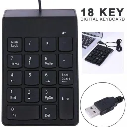 99Gems 18 KEYS MINI NUMERIC KEYPAD Wired USB Thumb-size Laptop Keyboard Compatible with Desktop, Laptop, Mac stand support image 2
