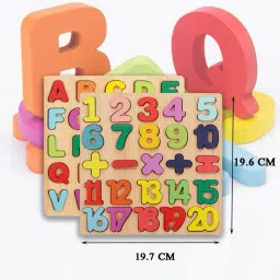 bloombec Pack of 2 Alphabets and Numbers Wooden Puzzles for Kids image 5