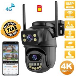 SIOVS HD Dual Lens PTZ 4G SIM Camera Monitor WiFi 360° View TwoWay Audio Night Vision Security Camera-picture-2