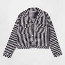 Fame Forever by Lifestyle Girls Pink Black Checked Lightweight Tailored Jacket-image-57