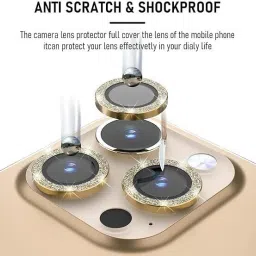 vinyalzone Iph 13 Pro/ 13 Pro Max Gold Diamond Camera Ring Lens Protector Anti Scratch Tempered Glass Camera Rig-picture-29
