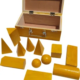 Wooden Geometric Shapes Set for Students , 12-Piece 3D Geometry Model Kit in Box-2