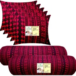 5 Cushion And 2 Microfibre Geometric Bolster Pack of 7-17