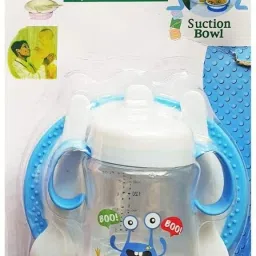 Baby Feeding Bowl Set | Suction Base Bowl with Sippy Cup, Spoon & Fork Feeding Cloak-9