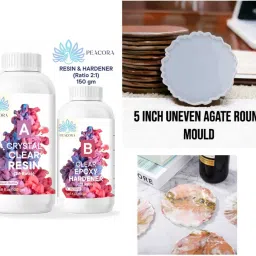 150G RESIN HARDNER 2:1 RATIO & 5 INCH UNEVEN ROUND MOULD FOR BEGINNERS-13