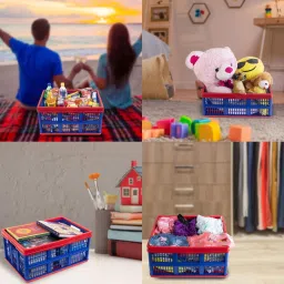 say Plastic Multipurpose Foldable Collapsible Storage Crates/Stackable Plastic Container Storage Basket image 5