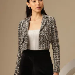 Women Checkered Single Breasted Casual Blazer-image-59