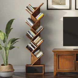 Solid Wood Tree Shape Book Shelf Solid Wood Semi-Open Book Shelf-image-9