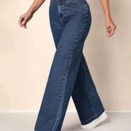 Women Boyfriend High Rise Dark Blue Jeans-image-102