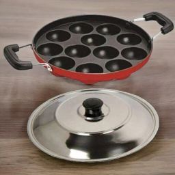 Appam Patra/Maker Hammer-Tone Coating Paniarakkal with Lid_75 Paniarakkal with Lid 1 L capacity 24 cm diameter-image-46
