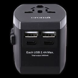 Croma Type A & Type C 4-Port Charger (Adapter Only, AC Outlet With Safety Shutter, Black) image 3