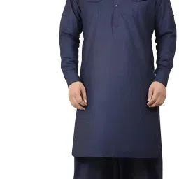 Men Cotton Blend Kurta Pyjama Set-image-6