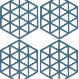 PVC Coaster Halka-A-Triangle-Blue-4,Pack of 4 Silicone Trivet-11