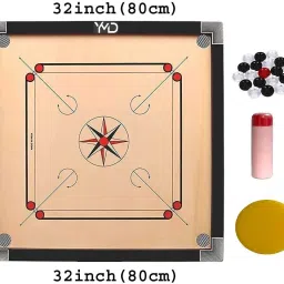 Matte Finish large Carrom Board with plastic Coins Striker (32 x 32 Inch) 80 cm Carrom Board-picture-17