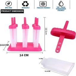 karp Plastic Reusable Ice Pop Makers, Homemade 110 ML Ice Cream Maker Pink Plastic Ice Cube Tray image 2