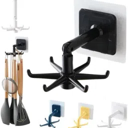 indovsion 360° Rotating Folding Hook Wall Mounted Kitchen Utensil Hanging Rotary Hook Swivel Hook 6 image 2