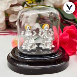 Sacred 999 Silver Ganesh Lakshmi Figurine Decorative Showpiece-7 cm-image-41