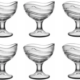 Glass Dessert Bowl 6 Pieces Crystal Glass Curve Wave Shape Ice Cream Bowl Cup Set of 150ml-image-10