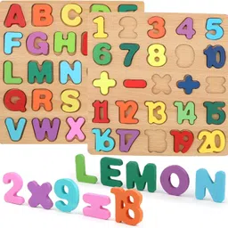 authfort Toddler Wooden Numbers Puzzle Game& ABC Capital Letters and 123 Numbers Learning Board toys combo pack of 2-picture-23