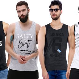 maniac Pack of 4 Men's Printed Cotton Combo Pack of - 4 Men Vest-picture-8