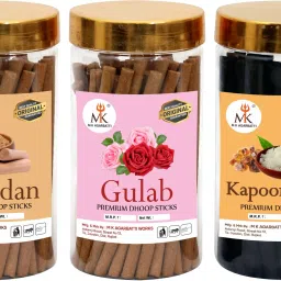 Pooja Dhoop Sticks Premium Jar 100Gm x3 ( 300 gram) | No Bamboo | No Charcoal GULAB, CHANDAN, KAPOOR GUGAL-25