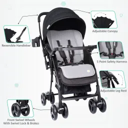 1st step Caramel Baby With 5 Point Safety Harness And Reversible Handlebar Stroller image 3